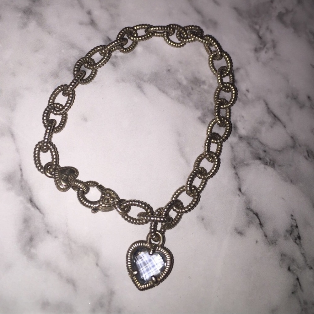 Judith Ripka silver bracelet w/Purple crystal. EUC